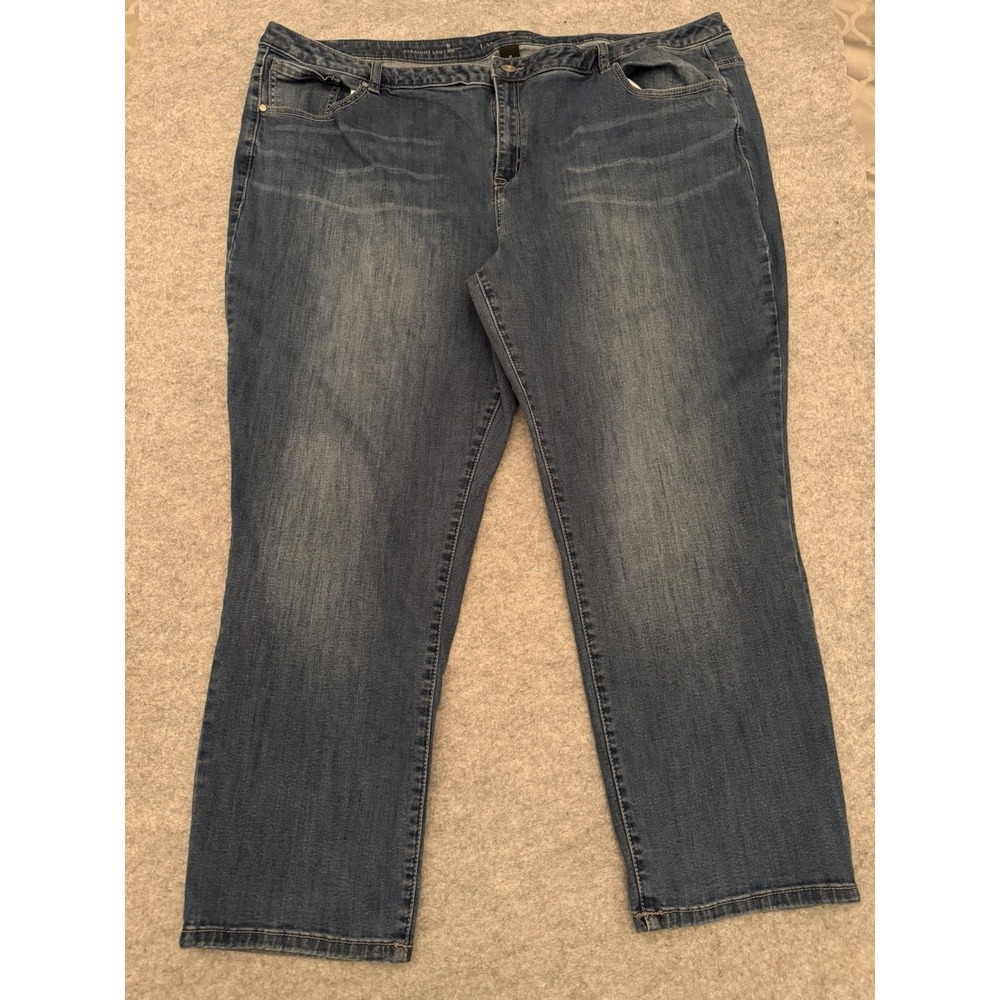 Lane Bryant Women's Genius Fit Straight Leg Jeans Med Wash Plus Size 28 Short